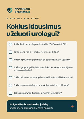 Priekis: Lankstinukas „Kokius klausimus užduoti urologui?“